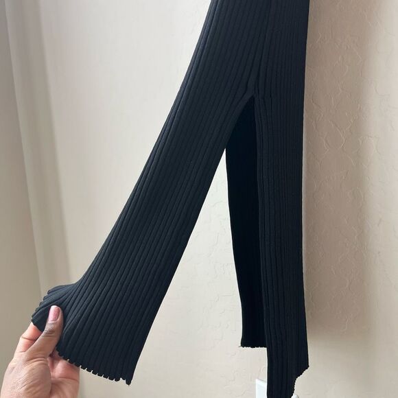 Toteme Dress Ribbed Knit Black Long Sleeve Orville Midi Dress‎ Size Medium - Picture 10 of 13